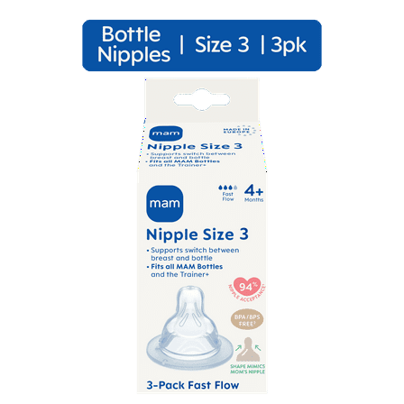 MAM Fast Flow Nipple, 3 Pack