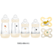 MAM Newborn Gift Set, Best Pacifiers and Baby Bottles for Breastfed Babies, 'Feed & Soothe' Set, White, 6-Count