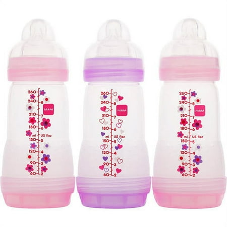 MAM - Girls' 8-oz. Anti Colic Bottle Gift Set, 3-Pack, BPA Free