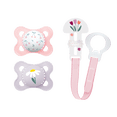 thumbnail interactive-video image 1 of MAM I Love Mommy Collection Pacifiers (2 pack, 1 Pacifier Clip), MAM Pacifier 0-6 Months, Baby Girl Pacifier, Best Pacifier for Breastfed Babies, 1 of 9