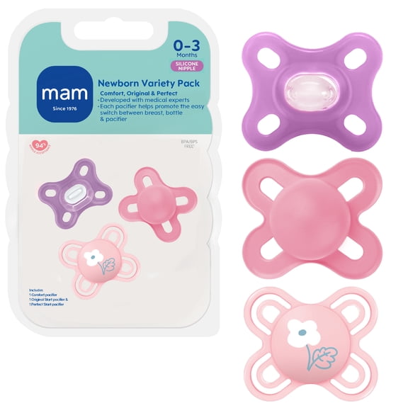 MAM Newborn Variety Pack, 0-3 Months, Girl, 3 Pack
