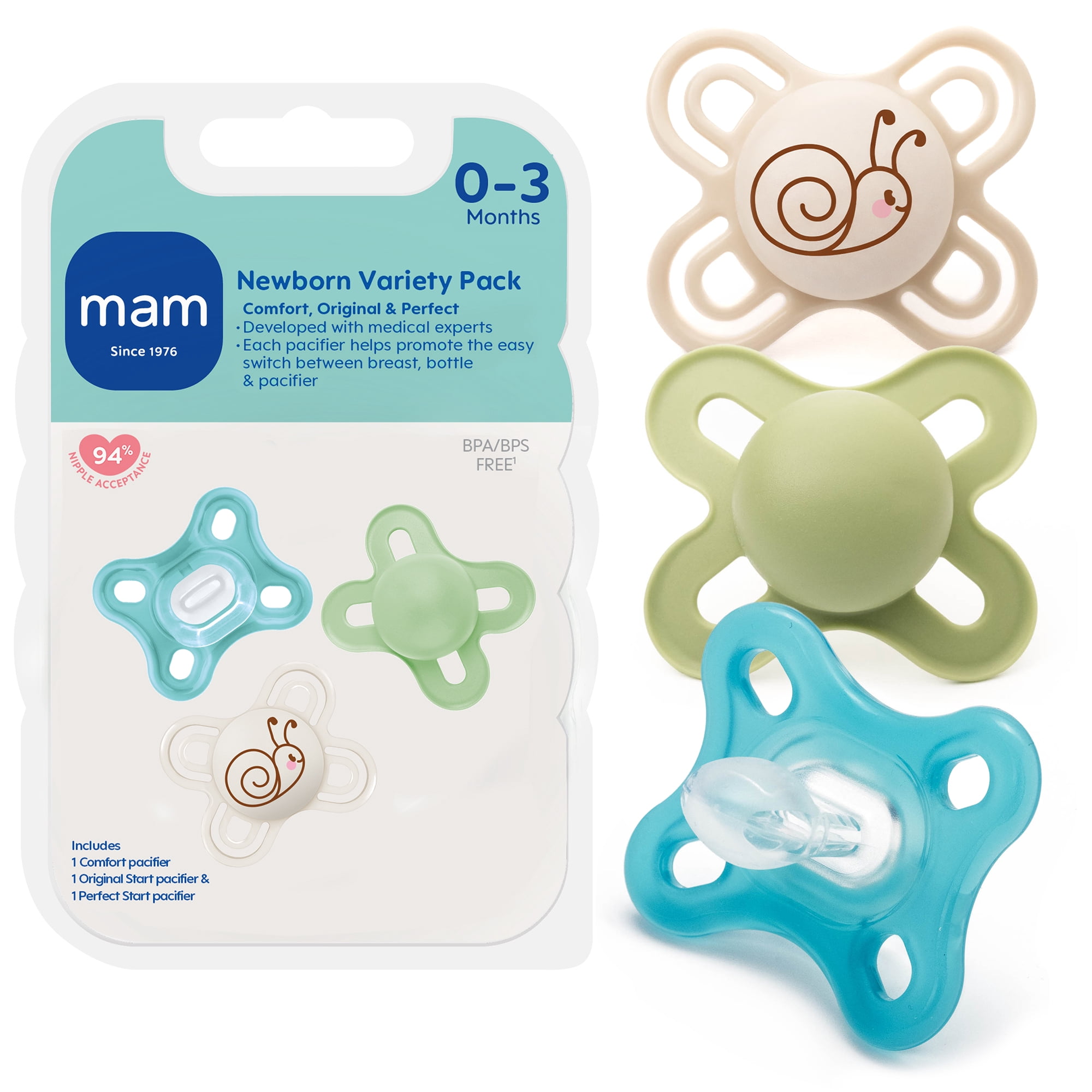 MAM Pacifier for Babies 0-6 Months, Original Matte Silicone, 2