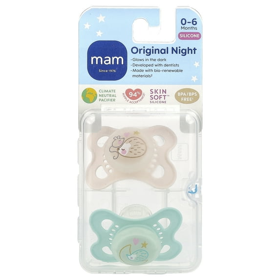 MAM Night Pacifier, 0-6 Months, 2 Pack