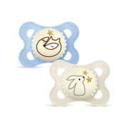 MAM Night Pacifier, 0-6 Months, Unisex, 2 Pack with Self-Sterilizing case