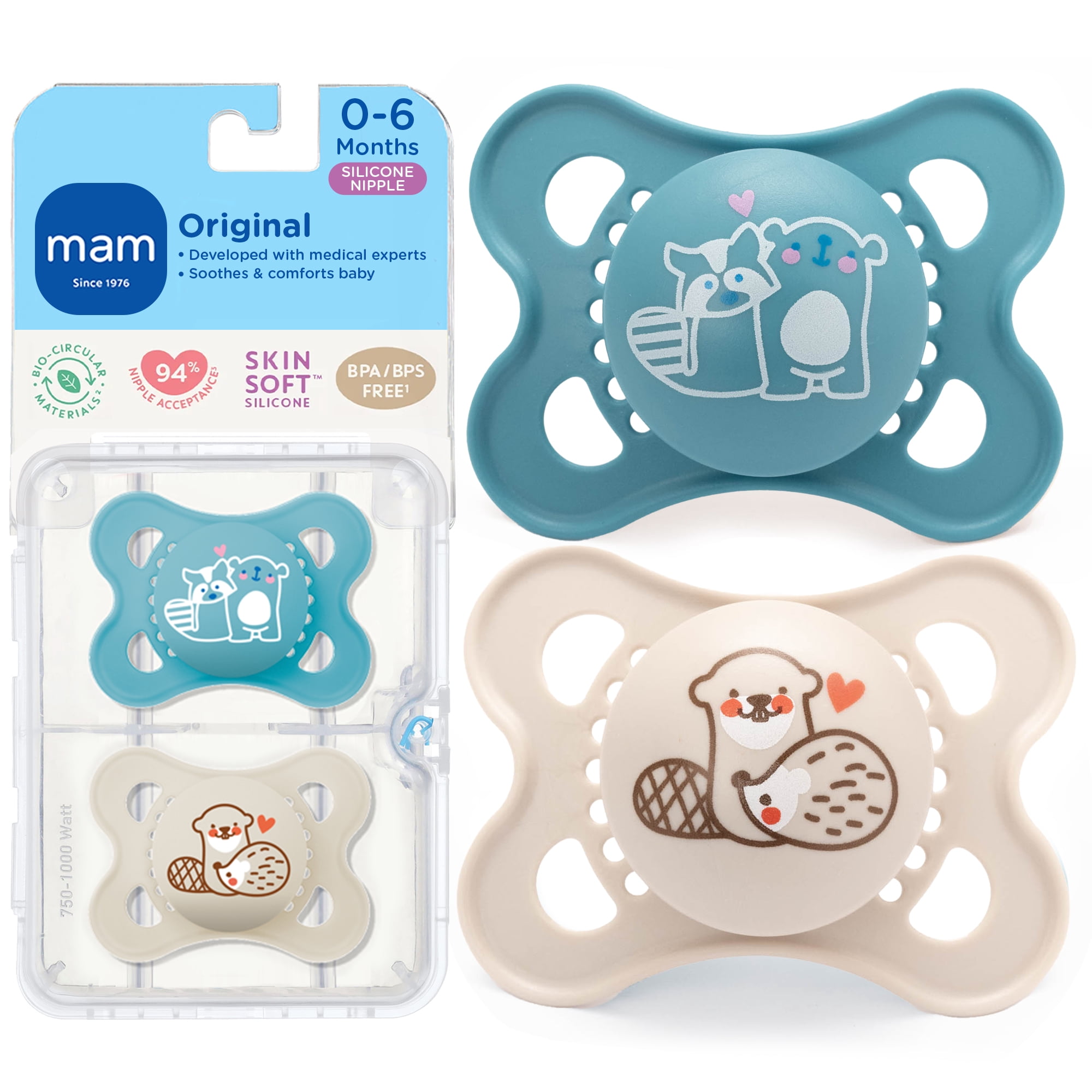 MAM Original Matte Deco Pacifier, 0-6 Months, Boy, 2 Pack