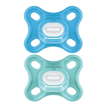 MAM Pacifiers, Baby Pacifier 0-4 Months, Best Pacifier for Breastfed Babies, 'Comfort' Design Collection, Boy, 2-Count, Blue
