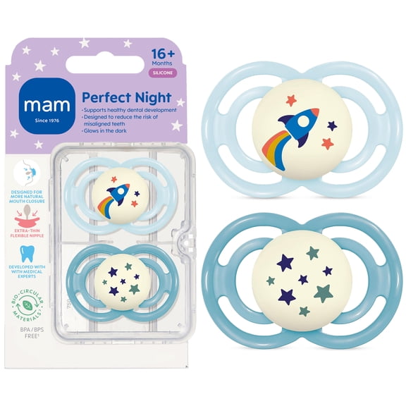 MAM Perfect Night Pacifier, 16+ Months, Boy, 2 Pack