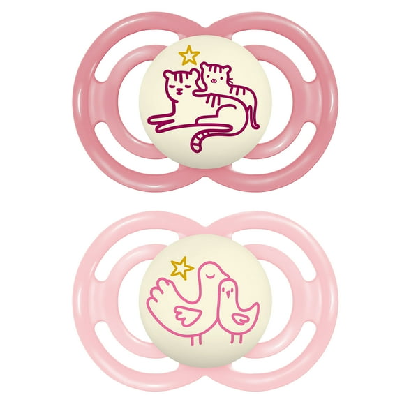 MAM Perfect Night Pacifier, 6+ Months, Girl, 2 pack