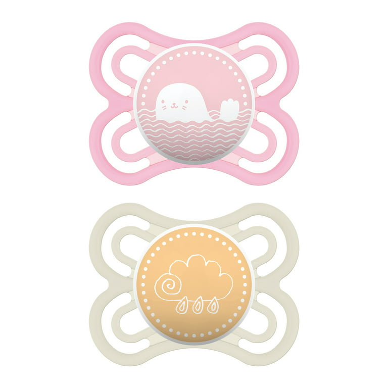 MAM Perfect Night Baby Pacifier, Patented Nipple, Glows in the Dark, 0-6  Months, Girl, 2 Count (Pack of 1) 