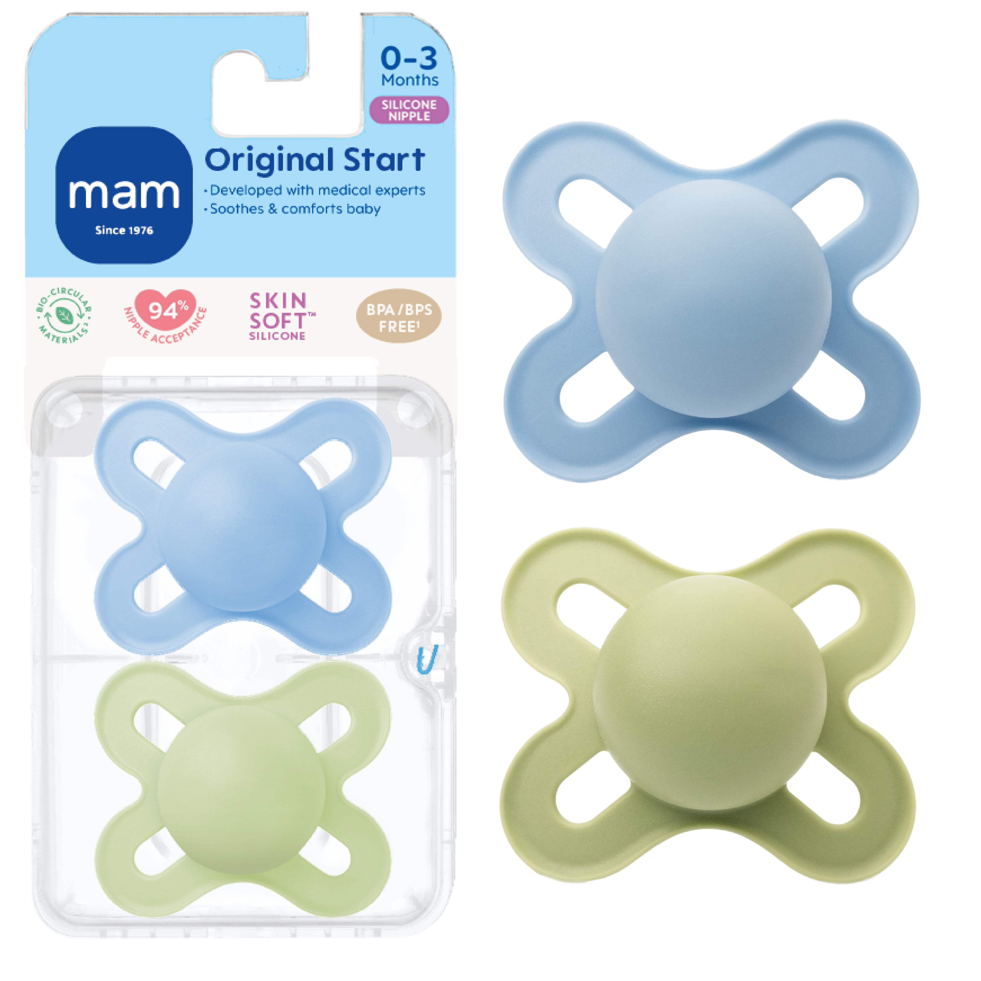 MAM Start Matte Newborn Pacifier, 0-3 Months, Boy, 2 Pack
