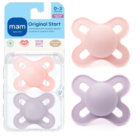 MAM Original Matte Pacifier, 0-2 Months, Girl, 2 Pack