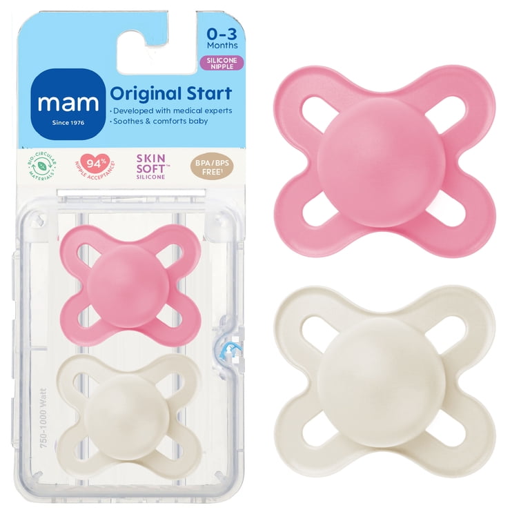 ♡mam♡ MAM Start Matte Newborn Pacifier 0-3 Months Girl 2 Pack with Self