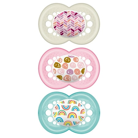 MAM Trends Pacifier, 6-16 Months, Girl, 3 Pack