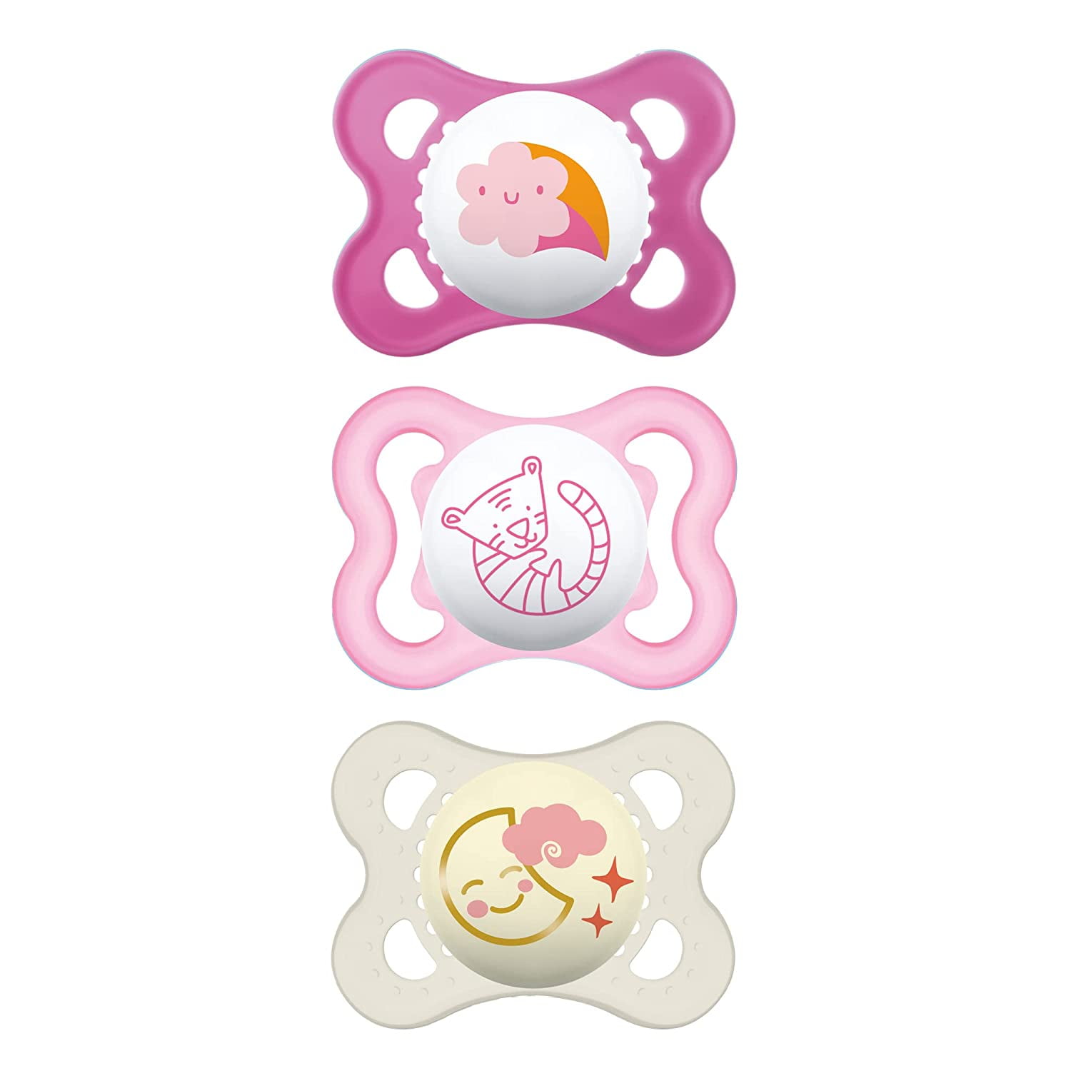MAM Variety Pack Baby Pacifier, Includes 3 Types of Pacifiers, Nipple Shape Helps Promote