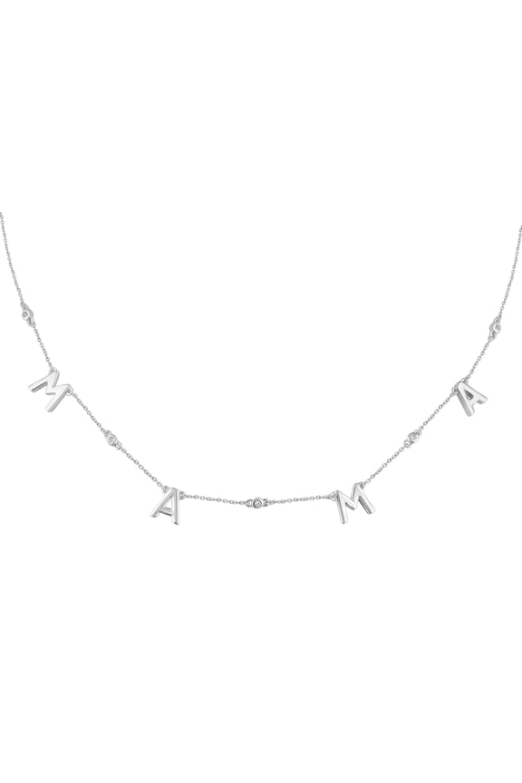 MAMA 1/10 Cttw CZ Pendant Necklace set in 925 Sterling Silver Mothers Day Gifts