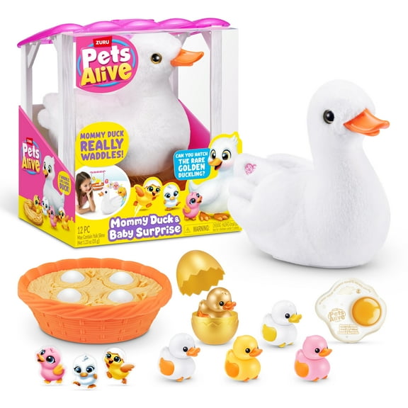 Pets Alive Mommy Duck & Baby Surprise, Nurturing Play Surprise Hatching Interactive Girls Toy by ZURU