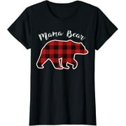 MAMA BEAR | Women Red Plaid Christmas Pajama Family Mom Gift T-Shirt