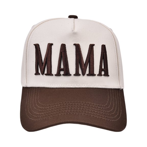 MAMA Embroidered Trucker Hat for Women Decorative 3D Puff Letter Mesh Back Snapback Baseball Cap Coffee