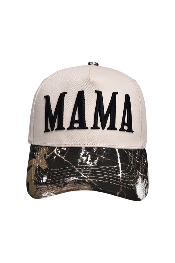 MAMA Embroidered Trucker Hat for Women Decorative 3D Puff Letter Mesh Back Snapback Baseball Cap Multicolor