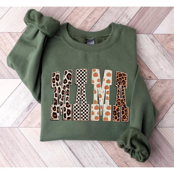 MAMA Leopard Pumpkin Sweatshirt Mothers Day Gift