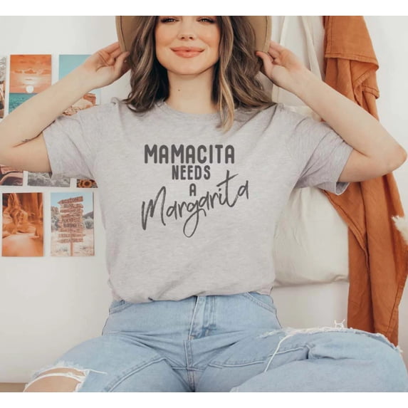 MAMA NEEDS A MARGARITA Graphic Short sleeve Tees Plus Size
