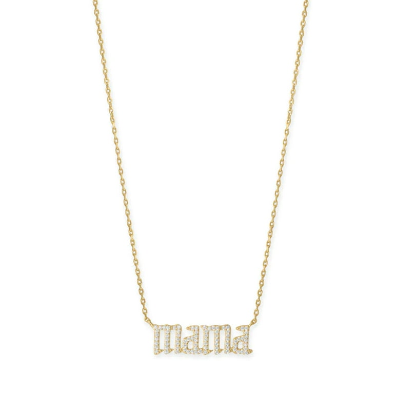 MAMA Necklace with Cubic Zirconia 14k Gold-plated Silver Adjustable MAMA Necklace with Cubic Zirconia 14k Gold-plated Silver Adjustable