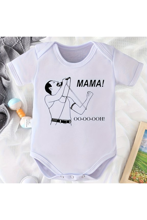 MAMA OO OO OOH Letter Pattern Printed Children's Triangle Romper Summer Newborn Bodysuit Pregnancy Gift, Perfect for Outdoor