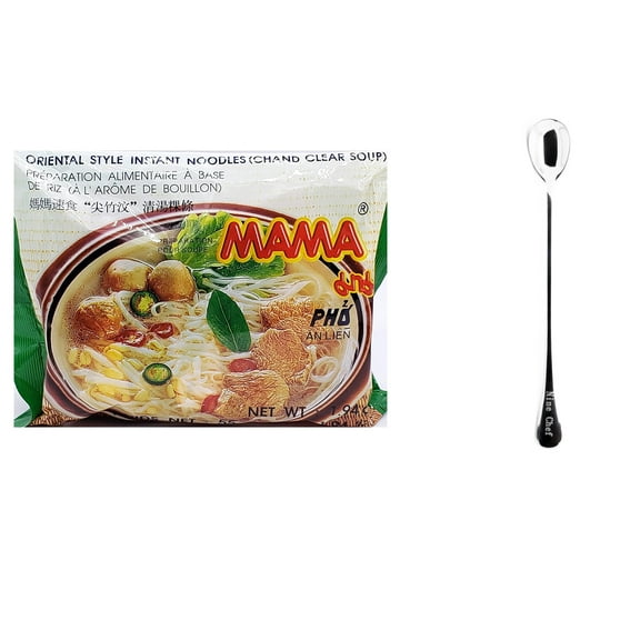 MAMA Oriental Style Instant Noodles (Chand Clear Soup) (Pack of 20) plus NineChef Brand Spoon