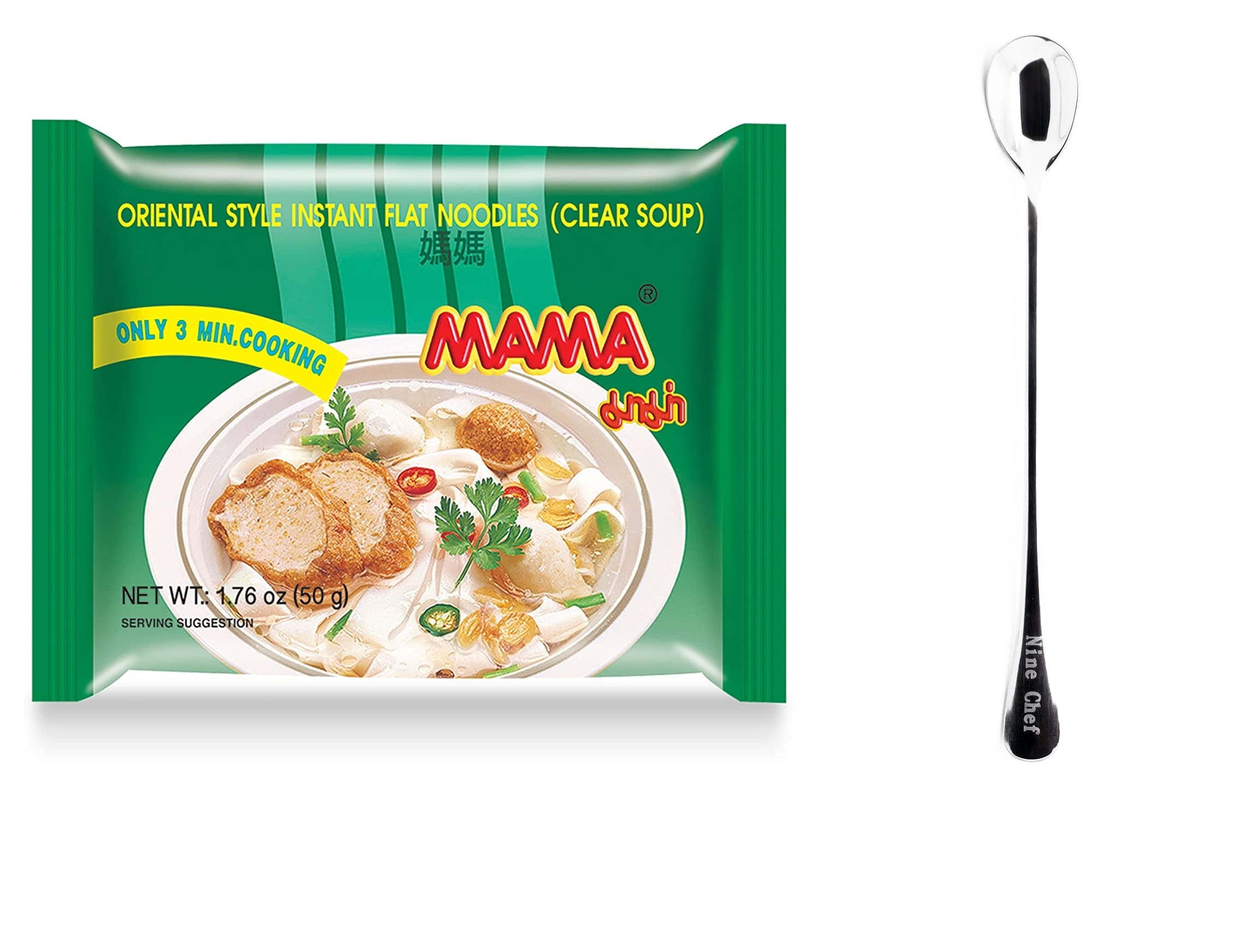 MAMA Oriental Style Instant Noodles (Clear Soup)(Pack of 20) plus NineChef Brand Spoon