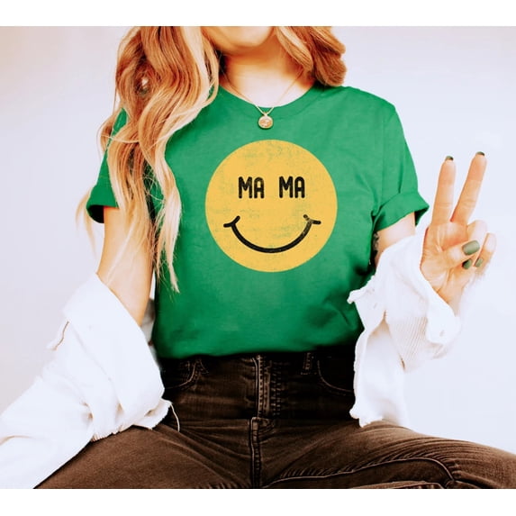 MAMA SMILEY HAPPY FACE Graphic Plus Short sleeve T-Shirt
