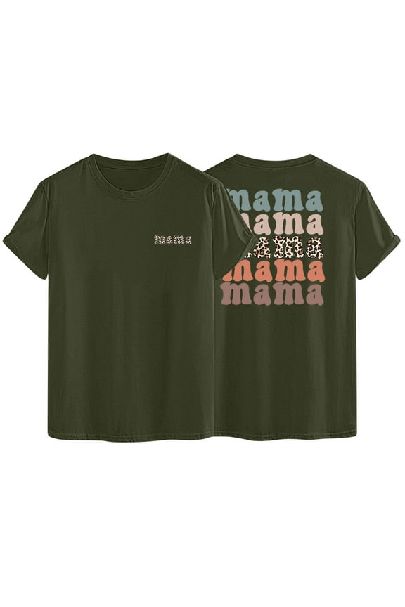 MAMA Shirts Women's Summer Basic T-Shirt Letter Print Crewneck Short Sleeve Gift Tops Cute Graphic Tees for Mommy