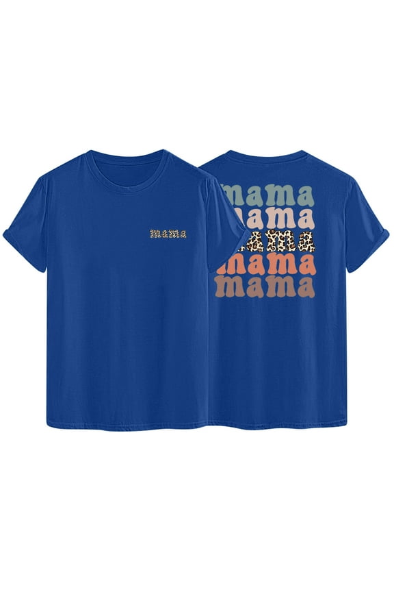 MAMA Shirts Women's Summer Basic T-Shirt Letter Print Crewneck Short Sleeve Gift Tops Cute Graphic Tees for Mommy