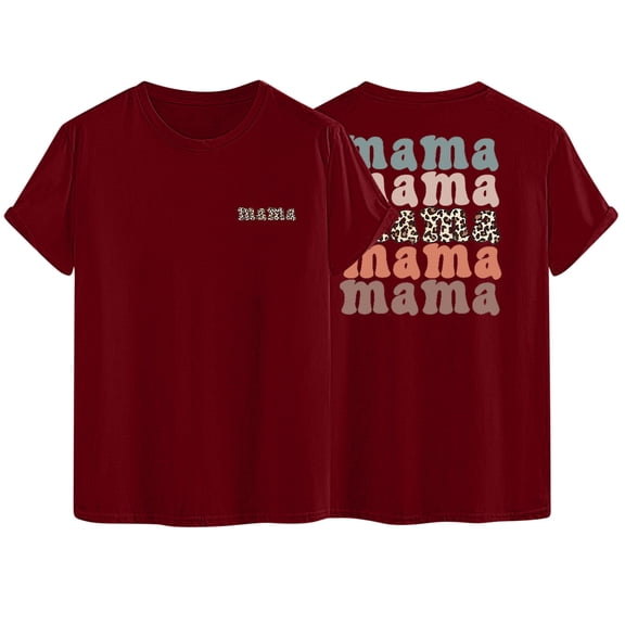 MAMA Shirts Women's Summer Basic T-Shirt Letter Print Crewneck Short Sleeve Gift Tops Cute Graphic Tees for Mommy