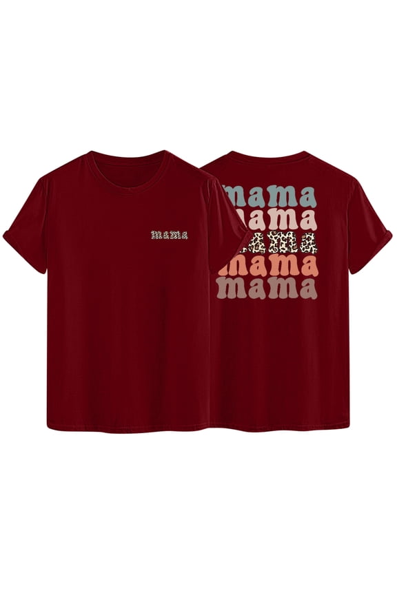 MAMA Shirts Women's Summer Basic T-Shirt Letter Print Crewneck Short Sleeve Gift Tops Cute Graphic Tees for Mommy
