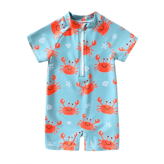 MAMAMI Newborn Infant Baby Boys Swimsuit One-Piece Zipper Cartoon Print Bodysuit Toddler Cute Bathing Suit