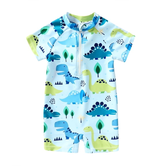 MAMAMI Newborn Infant Baby Boys Swimsuit One-Piece Zipper Cartoon Print Bodysuit Toddler Cute Bathing Suit