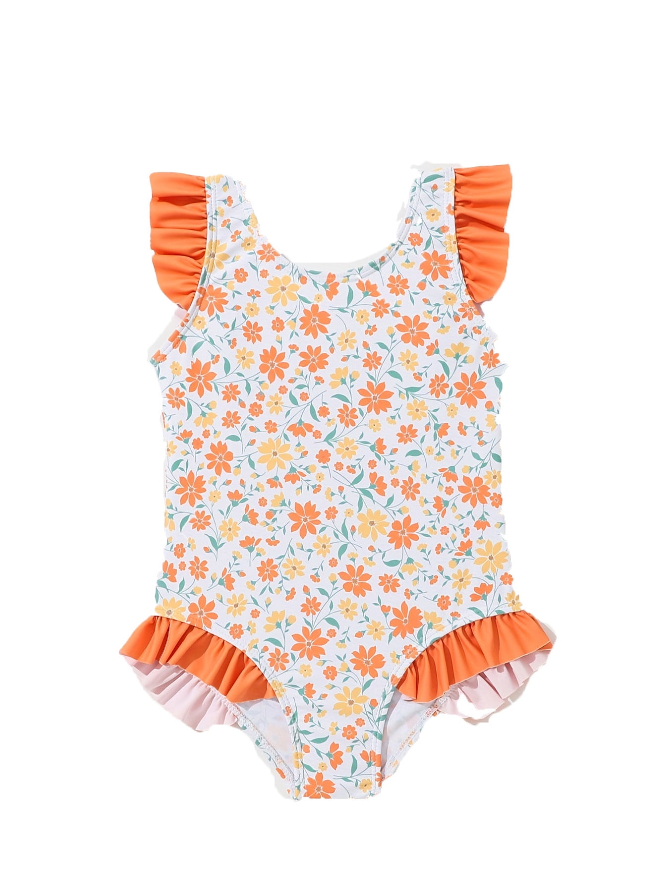 Girls One Piece Swimsuits One Shoulder Ruffle Swimwear Floral Bathing Suit