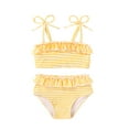 thumbnail image 1 of MAMAMI Toddler Girl Summer Swimsuit Ruffle Stripe Two Piece Beach Bikini Bathing Suit for Infant Girl, 1 of 9