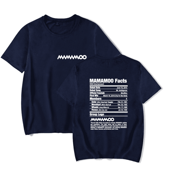 MAMAMOO Merch T-Shirt Facts Member Casual T Shirts Short Sleeve Women Men Top Tees