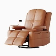 MAMAZING Nursery Rocking Chair Swivel Glider Oversized Recliner with Pockets Electric Power Baby Nursing Chair Brown