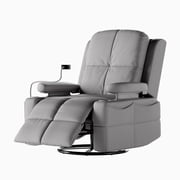 MAMAZING Nursery Rocking Chair Swivel Glider Oversized Recliner with Pockets Electric Power Baby Nursing Chair Gray