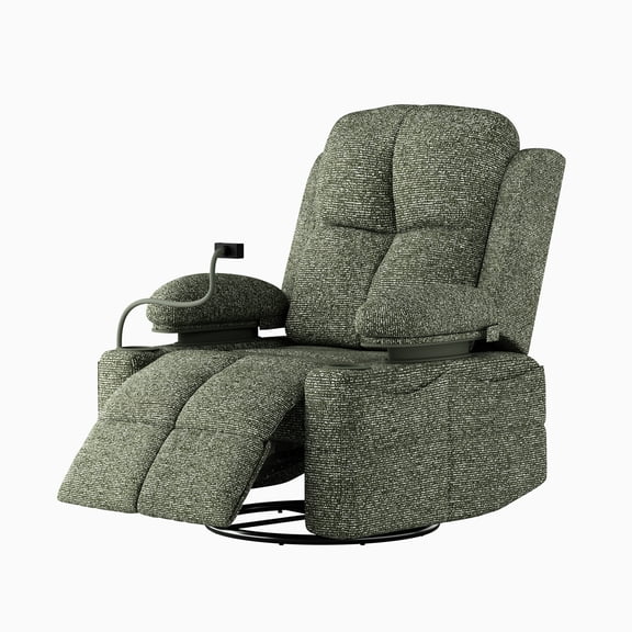 MAMAZING Nursery Rocking Chair Swivel Glider Oversized Recliner with Pockets Electric Power Baby Nursing Chair Green