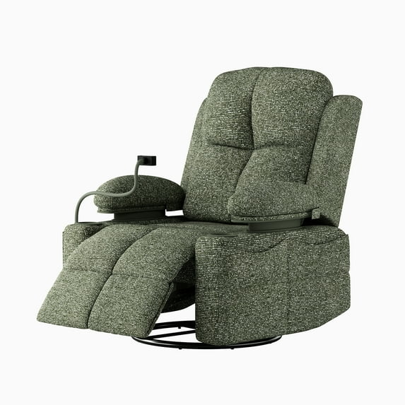 MAMAZING Nursery Rocking Chair Swivel Glider Oversized Recliner with Pockets Electric Power Baby Nursing Chair Green