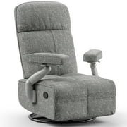 MAMAZING Nursery Chair Silent Rocking Ergonomic Removable Swivel Glider Recliner, Adjustable Armrests & Headrest, Gray