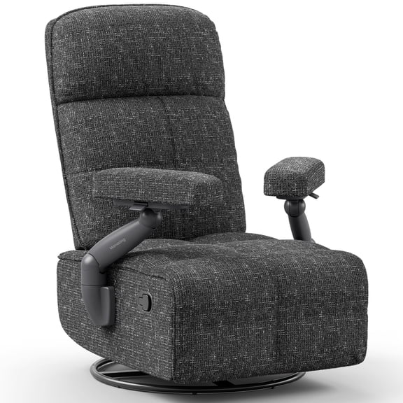 MAMAZING Nursery Chair Silent Rocking Ergonomic Removable Swivel Glider Recliner, Adjustable Armrests & Headrest, Black