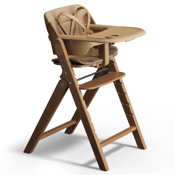 MAMAZING Wooden Baby High Chair Convertible Highchair for Babies and Toddlers,5-Point Harness, Removable Dishwasher-Safe Tray, Supports up to 220 lbs,Wood