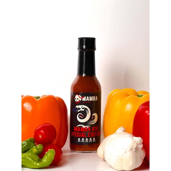MAMBA #10 Special Edition Hot Sauce, Ghost Pepper Blend with Smoky & Spiced Flavor, Extra Spicy Condiment for BBQ, Grilled Meats, Wings & Marinades