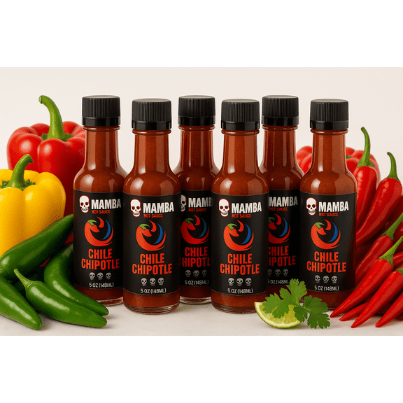 MAMBA Chile Chipotle Hot Sauce, Smoky Chipotle Pepper Sauce with Mild to Medium Heat, Flavorful Condiment for Burritos, Salsa, Marinades & Grilled Meats