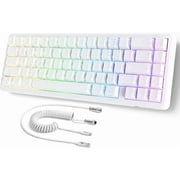 ATTACK SHARK X65 HE 8Khz Rapid Trigger Keyboard, 0.01mm RT Accuracy, 60% Wired Magnetic Switch Gaming Keyboard with 8Khz Coiled Cable, Adjustable Actuation,SnapTap,for PC/Mac, White Contour