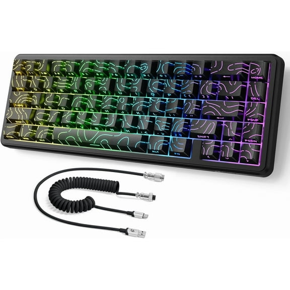 ATTACK SHARK X65 HE 8Khz Rapid Trigger Keyboard, 0.01mm RT Accuracy, 60% Wired Magnetic Switch Gaming Keyboard with 8Khz Coiled Cable, Adjustable Actuation,SnapTap,for PC/Mac, Black Contour